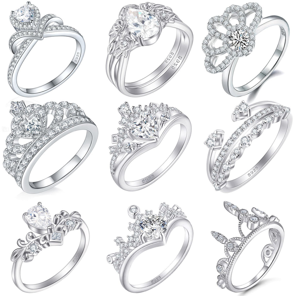 Damen Krone Ring mit funkelnden Zirkonia-Steinen Shop Nory
