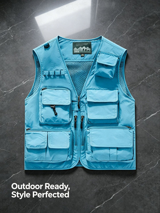 Unisex nan multifunktionale Outdoorweste mit zahlreichen Taschen und Netzfutter
