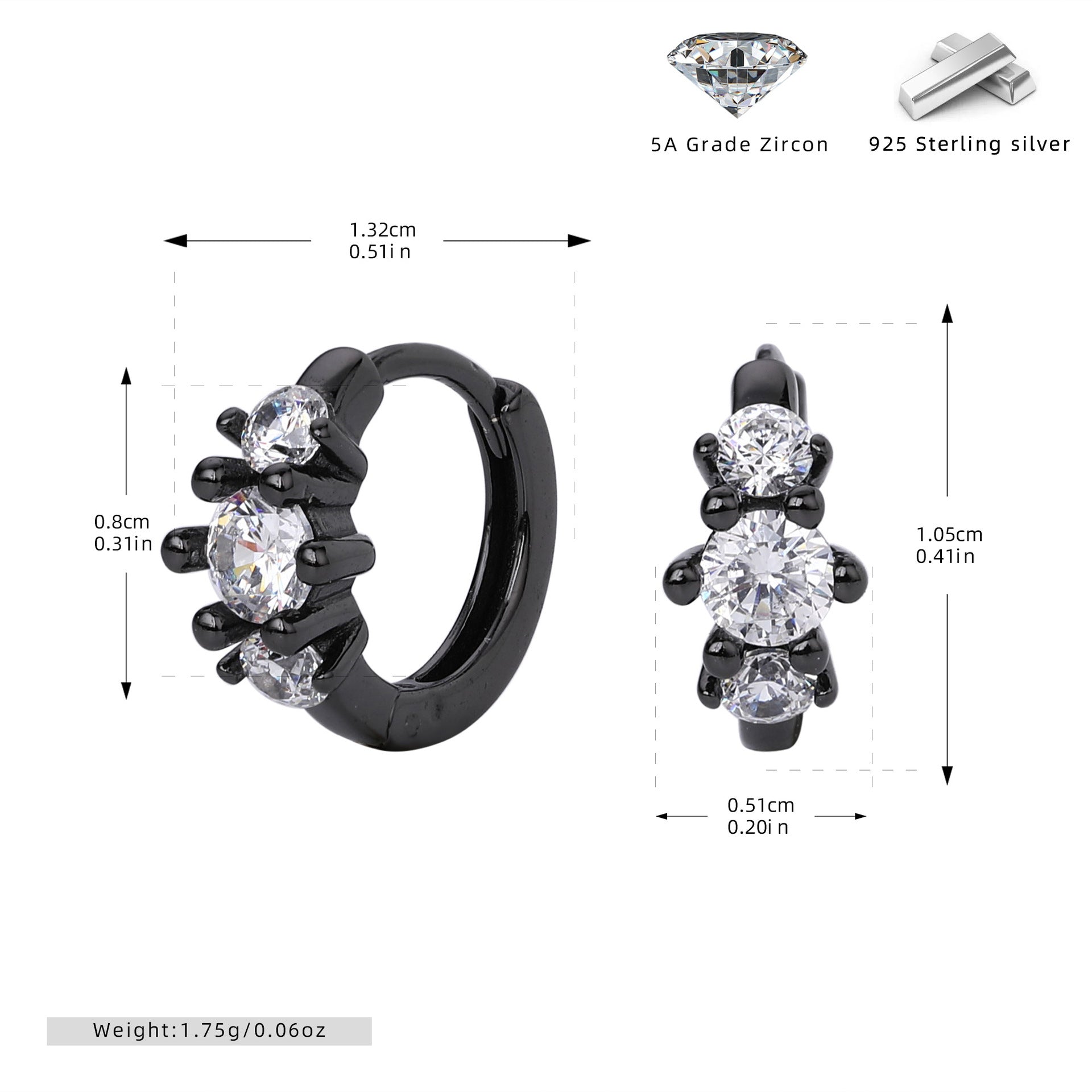 Damen Ohrhänger aus 925 Sterling Silber mit funkelndem Zirkon Shop Nory