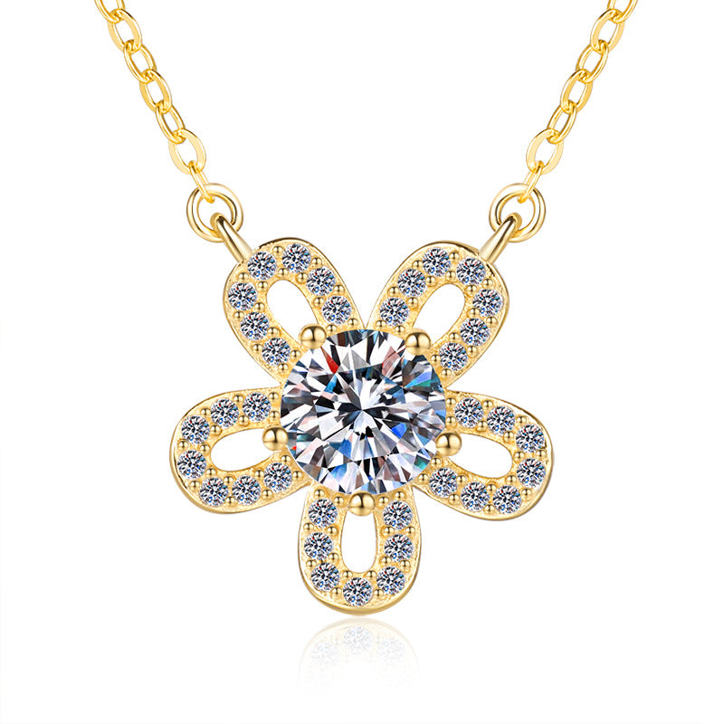 Damen Halskette mit funkelndem Blumenanhänger aus Zirkonia Shop Nory