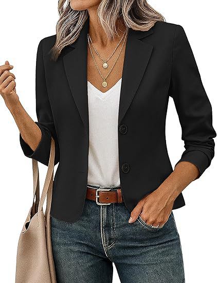 Damen nan taillierter Kurzblazer mit dekorativen Knöpfen und dreiviertelärmeln Shop Nory