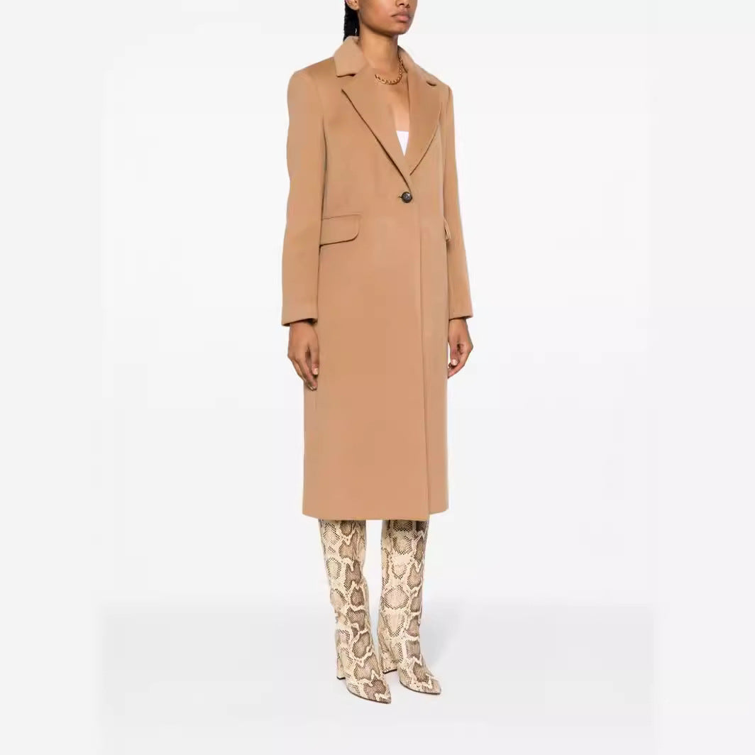 Damen Einreihiger Wollmix-Longcoat mit Ein-Knopf‑Verschluss und Pattentaschen Shop Nory