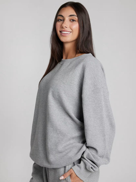 Damen Waffelstrick-Loungewear-Set mit Oversized-Sweater und Kordel-Jogginghose Shop Nory