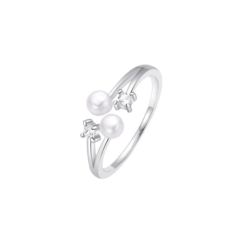Damen zierlicher Ring mit Perlen und funkelnden Zirkonia Shop Nory