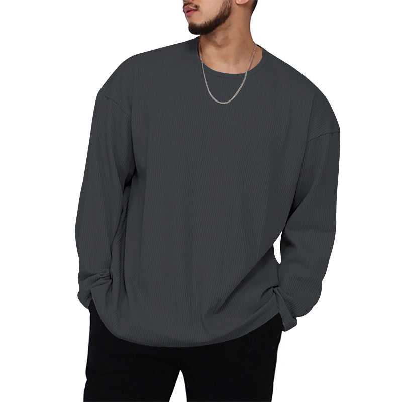 Herren Langarmshirt mit strukturiertem Rippenmuster und modernem Schnitt