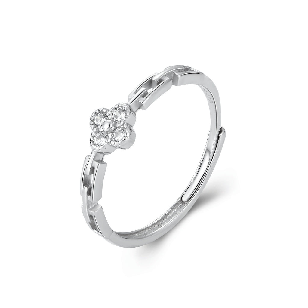 Damen Silberring mit floralem Design und funkelnden Akzenten Shop Nory