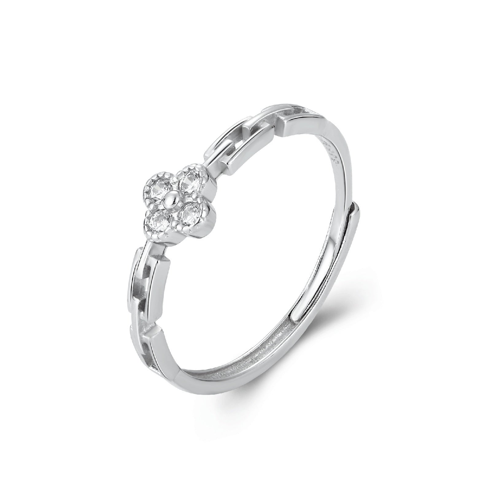Damen Silberring mit floralem Design und funkelnden Akzenten Shop Nory