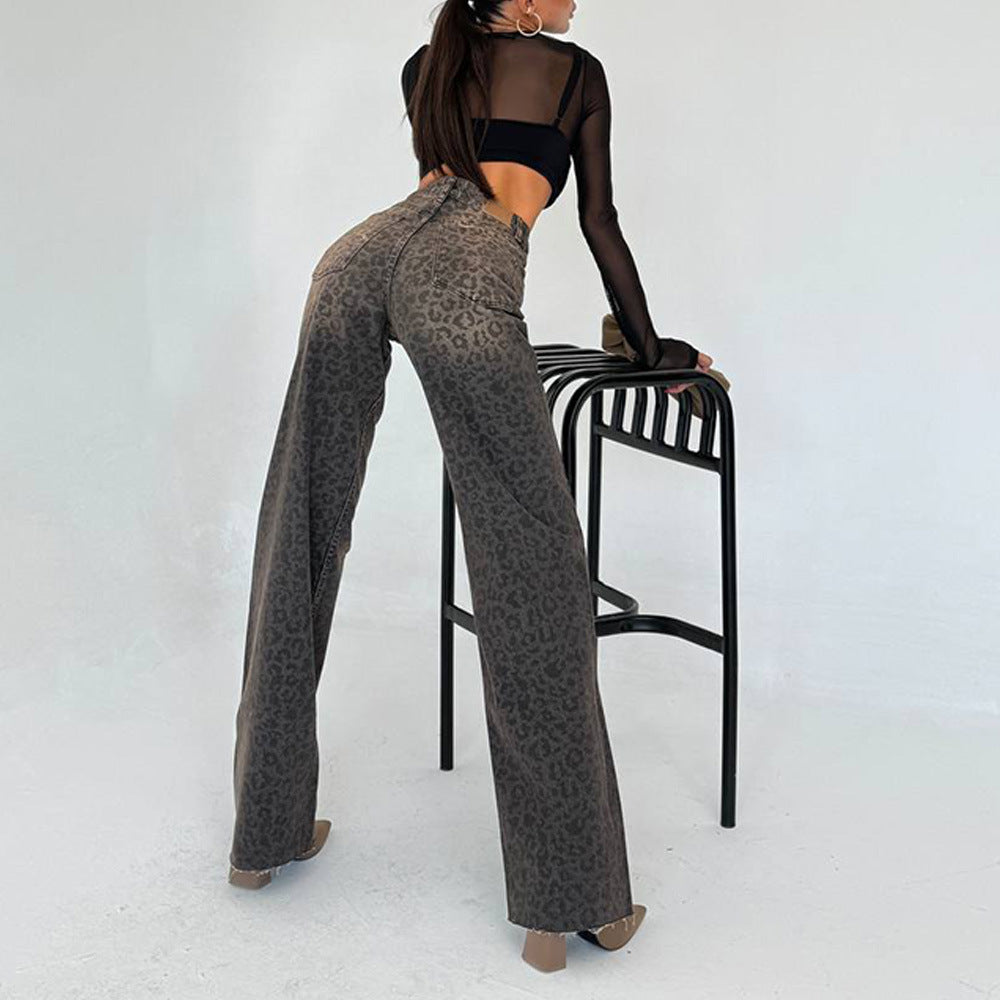 Damen hochtaillierte Leo Jeans