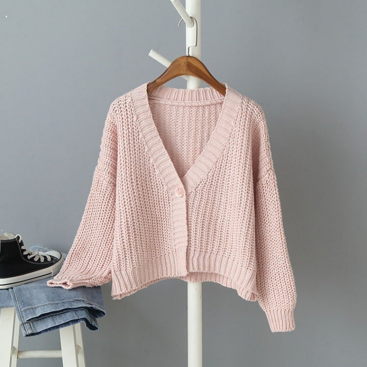 Damen Grob gestrickte Cardigan mit tiefem V-Ausschnitt und lockerer Passform