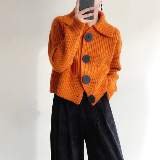 Damen Kuschelige Strickjacke mit großen Knöpfen Shop Nory