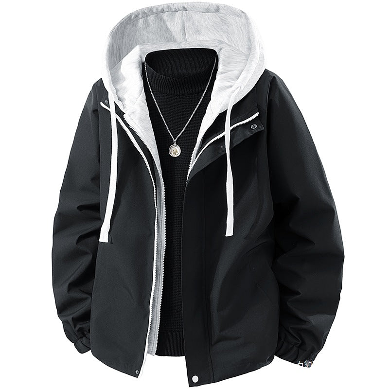 Herren Leichte wind- und wasserabweisende Kapuzen-Übergangsjacke mit fleecegefütterter Kapuze und elastischem Saum Shop Nory