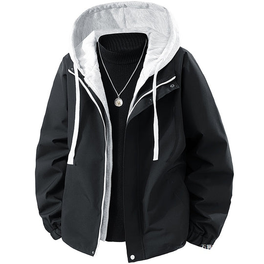 Herren Leichte wind- und wasserabweisende Kapuzen-Übergangsjacke mit fleecegefütterter Kapuze und elastischem Saum Shop Nory
