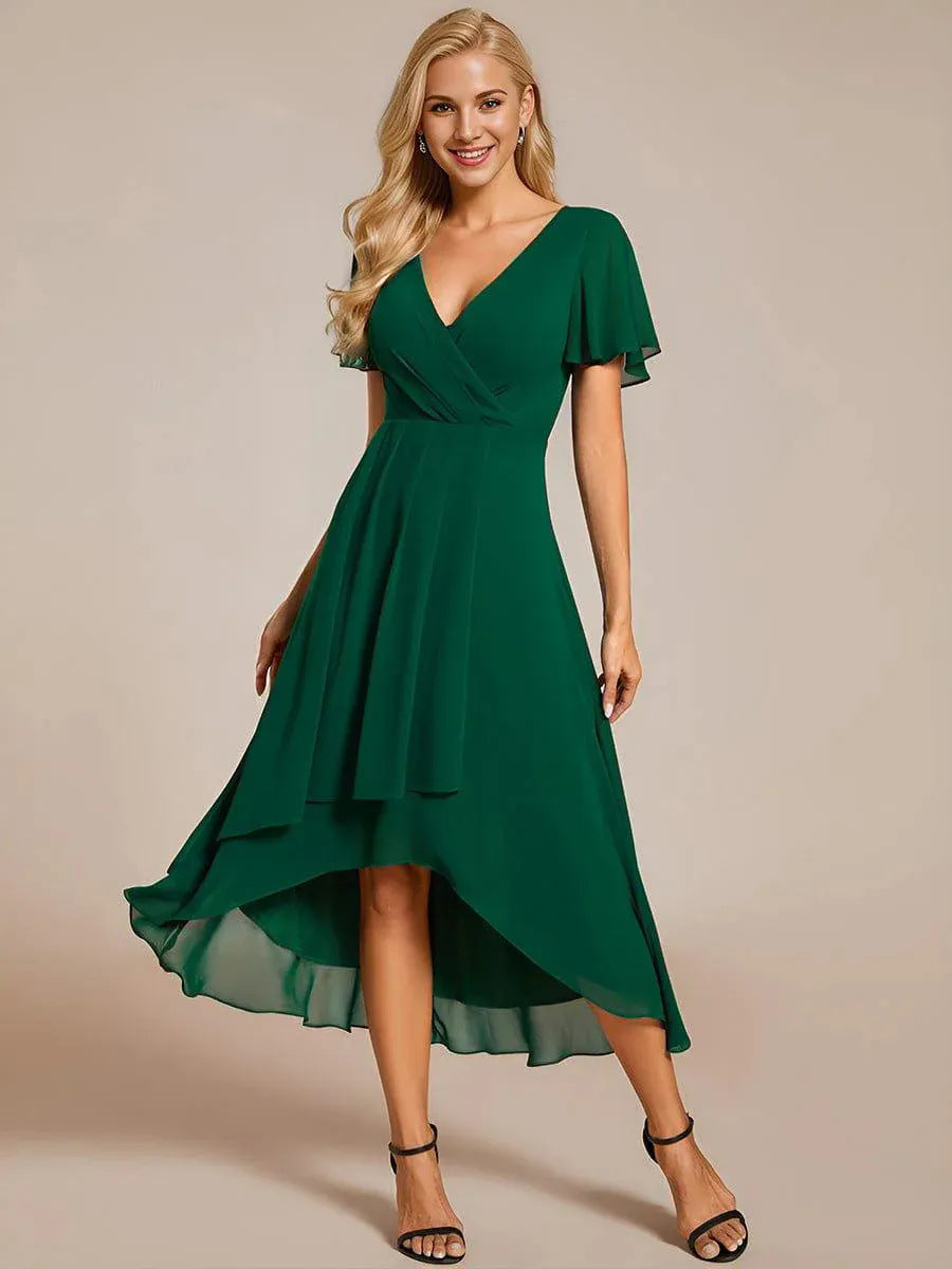 Damen Elegantes Wickelkleid mit asymmetrischem Saum ShopNory