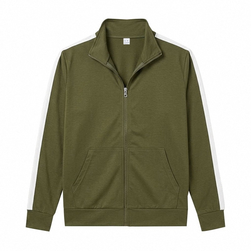 Herren Retro Trackjacke mit Stehkragen, Kontraststreifen und Kängurutasche Shop Nory