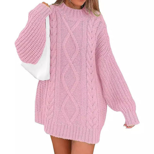 Damen Oversize Strickkleid mit Zopf- und Rippstruktur Shop Nory