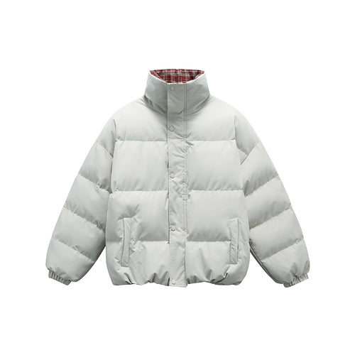 Unisex Kurzboxy wattierte Isolationsjacke mit extra hohem Stehkragen und kariertem Innenfutter Shop Nory