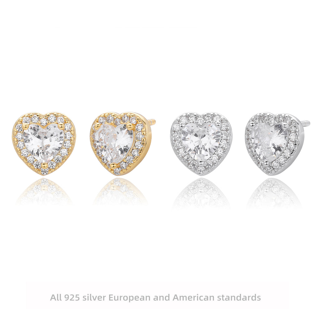 Damen Ohrstecker im herzförmigen Design aus hochwertigem 925 Sterling Silber mit funkelndem Zirkon Shop Nory