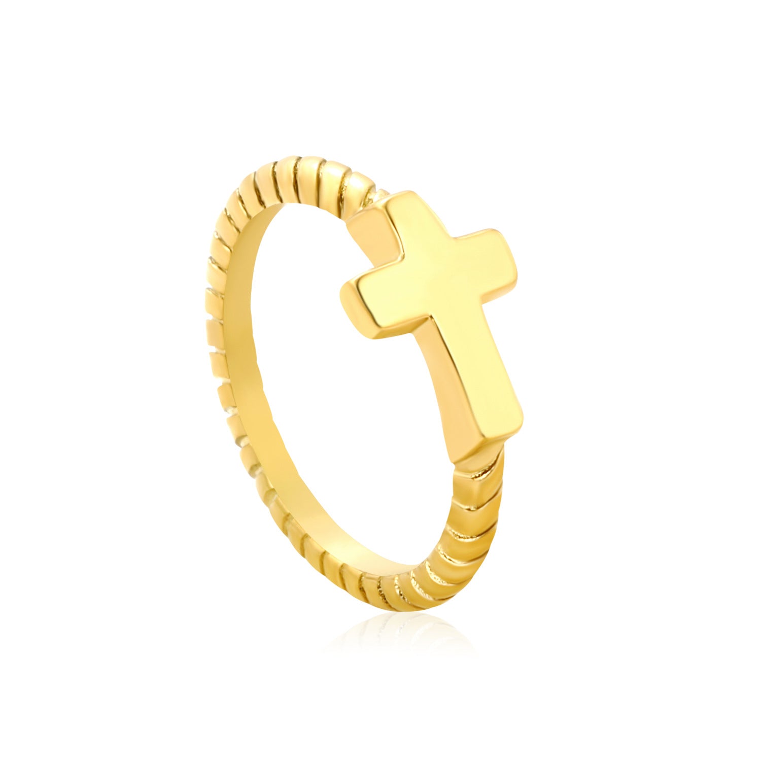 Damen Ring mit modernem Kreuzdesign und elegantem eingearbeitetem Muster Shop Nory