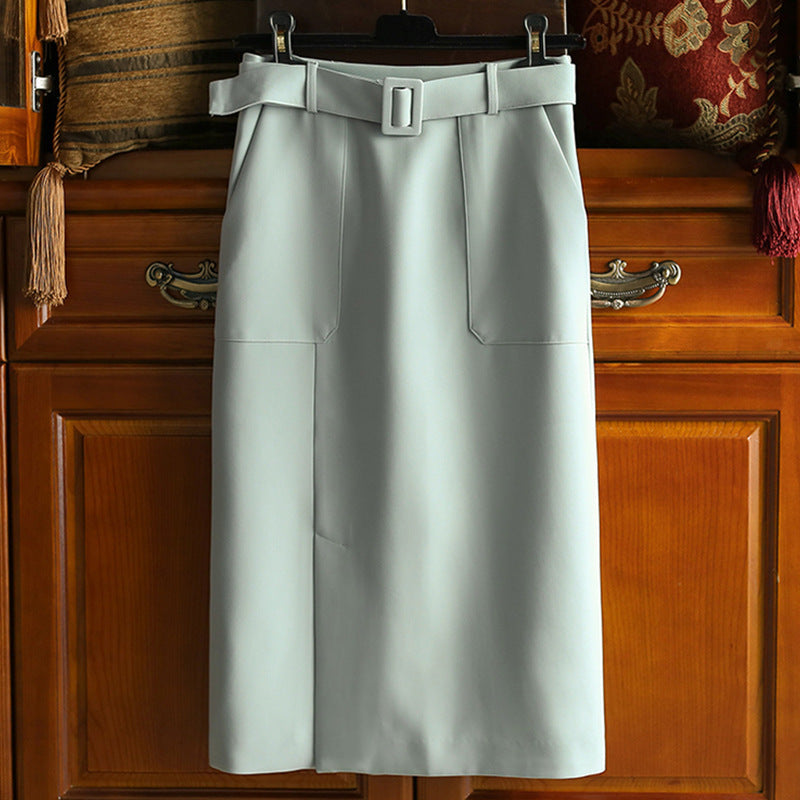 Damen Eleganter High-Waist Bleistiftrock mit Gürtel Shop Nory