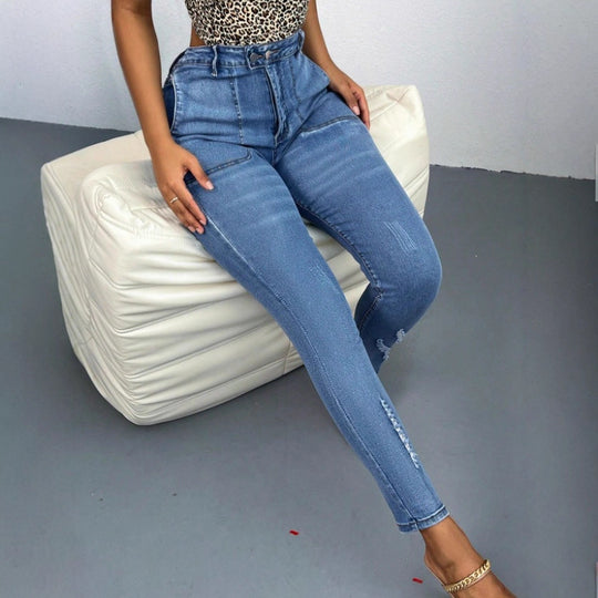 Damen Taillenbetonte Superstretch-Skinny-Jeans mit aufgesetzten Vorderpaspeltaschen Shop Nory