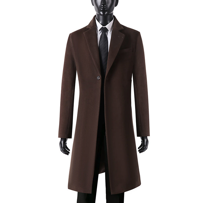 Herren Eleganter Longcoat aus Wollmix mit schmaler Silhouette und Ein-Knopf‑Verschluss Shop Nory