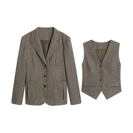 Damen Modischer Tweed Blazer Shop Nory