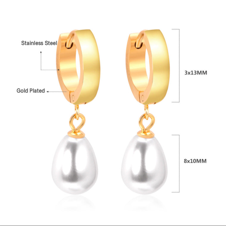 Damen Hängende Ohrstecker mit luxuriösem Kettendesign und Perlenschmuck Shop Nory
