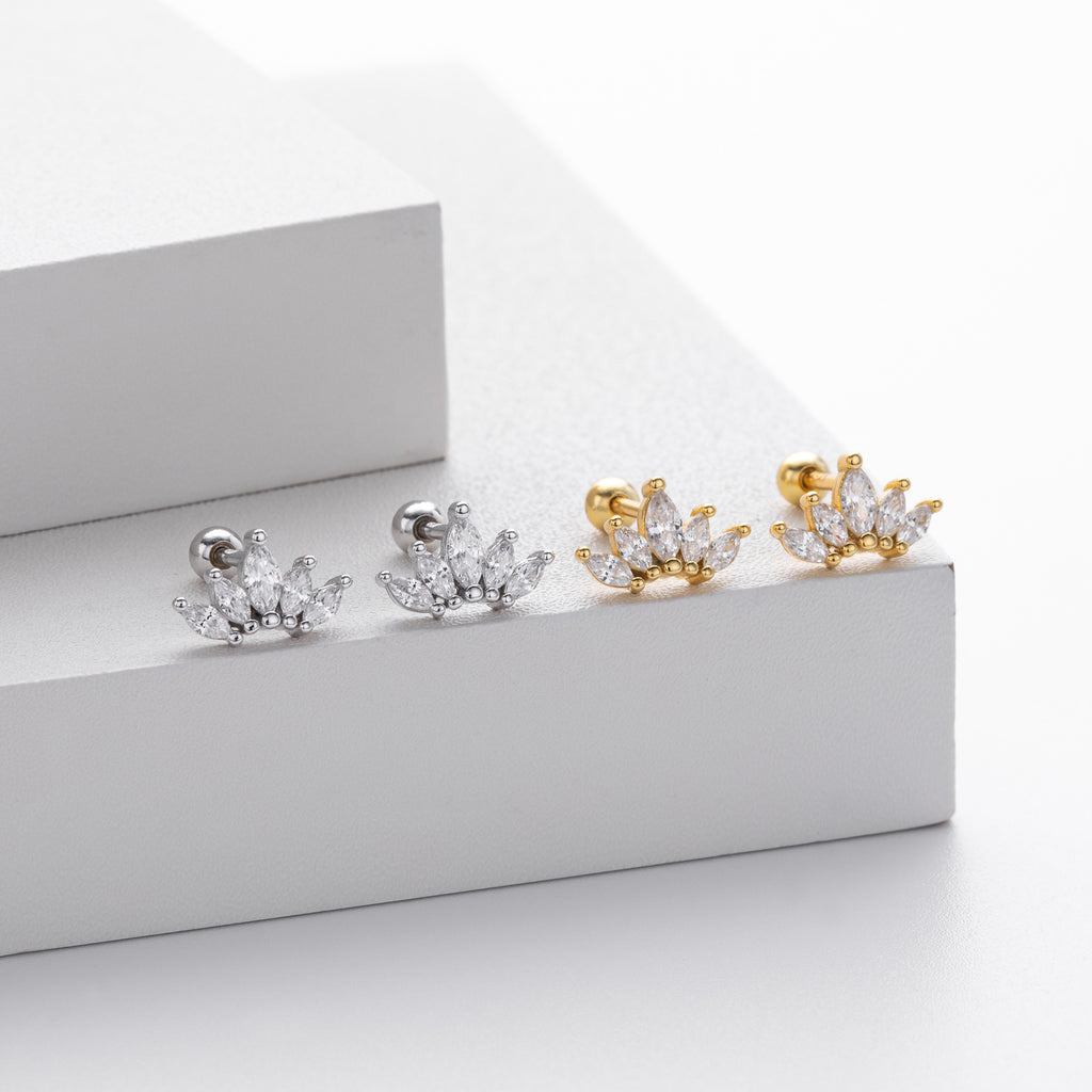 Damen Ohrstecker mit funkelnden Zirkon-Crown-Design aus hochwertigem 925 Sterling Silber Shop Nory