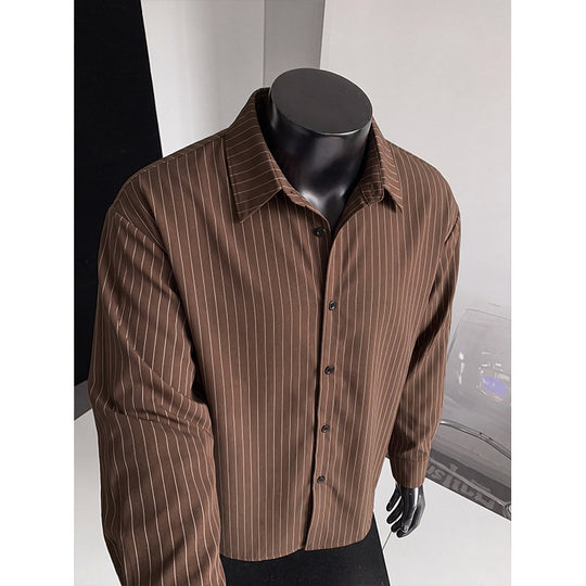 Herren Weites Nadelstreifen-Hemd mit Kentkragen, Overshirt-Schnitt und durchgehender Knopfleiste Shop Nory