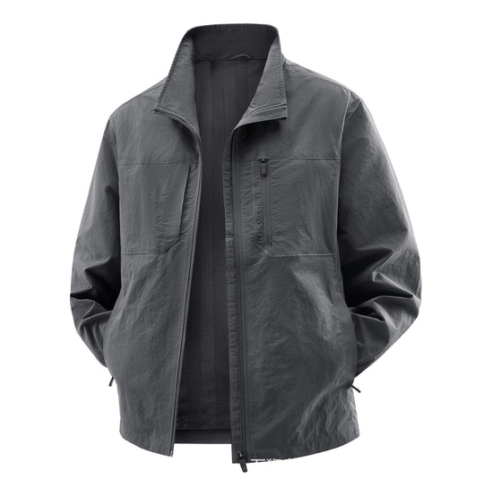 Herren Leichte Field-Utility-Jacke mit Mesh‑Futter, Stehkragen und Reißverschlusstaschen Shop Nory