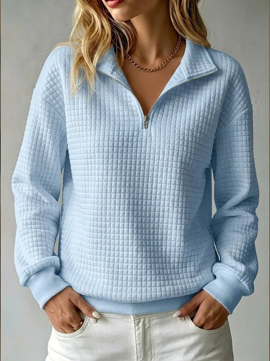 Damen Stepp-Fleece-Pullover mit halbem Reißverschluss und Stehkragen Shop Nory