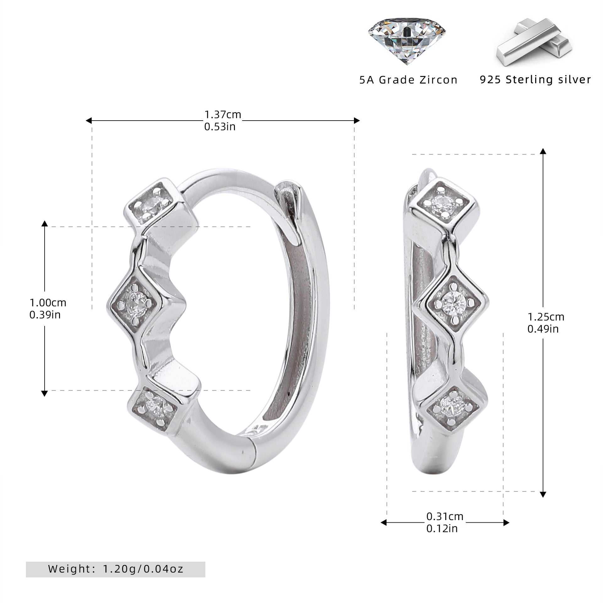 Damen Creolen aus hochwertigem 925 Sterlingsilber mit funkelnden Zirkon-Akzenten Shop Nory