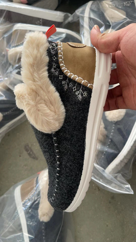 Damen Gefütterte Filz-Mules mit Teddyfutter und ergonomischer Gummisohle Shop Nory