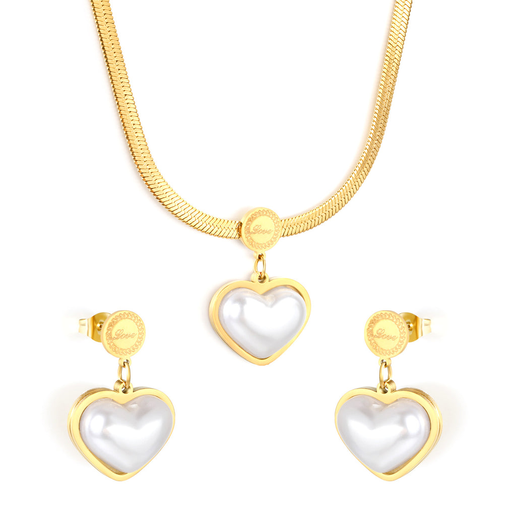 Damen Schmuckset mit herzförmigem Anhänger und funkelnden Ohrringen Shop Nory