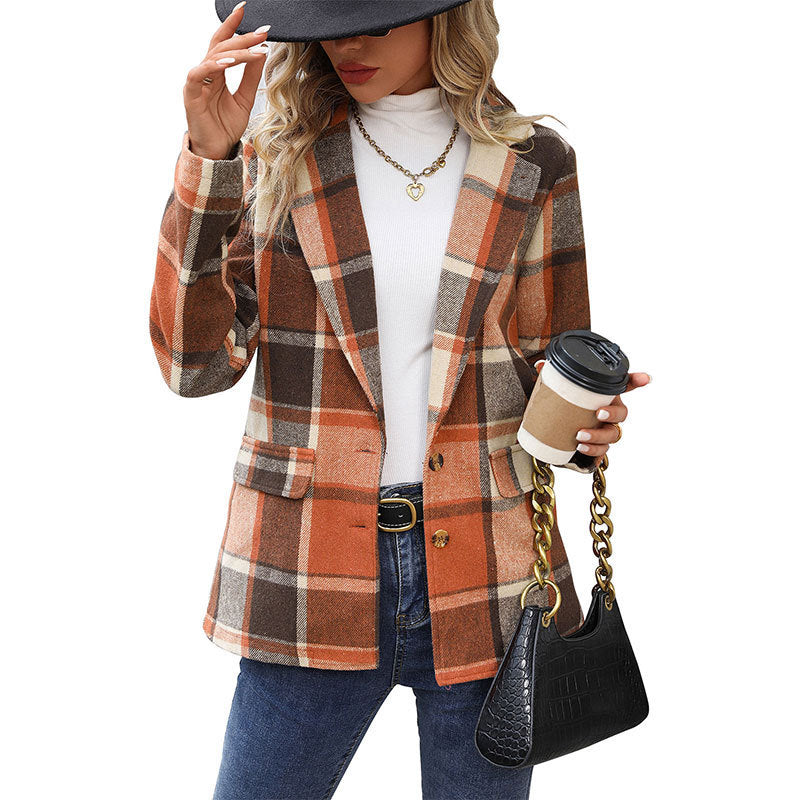Damen Plaid Blazer Shop Nory