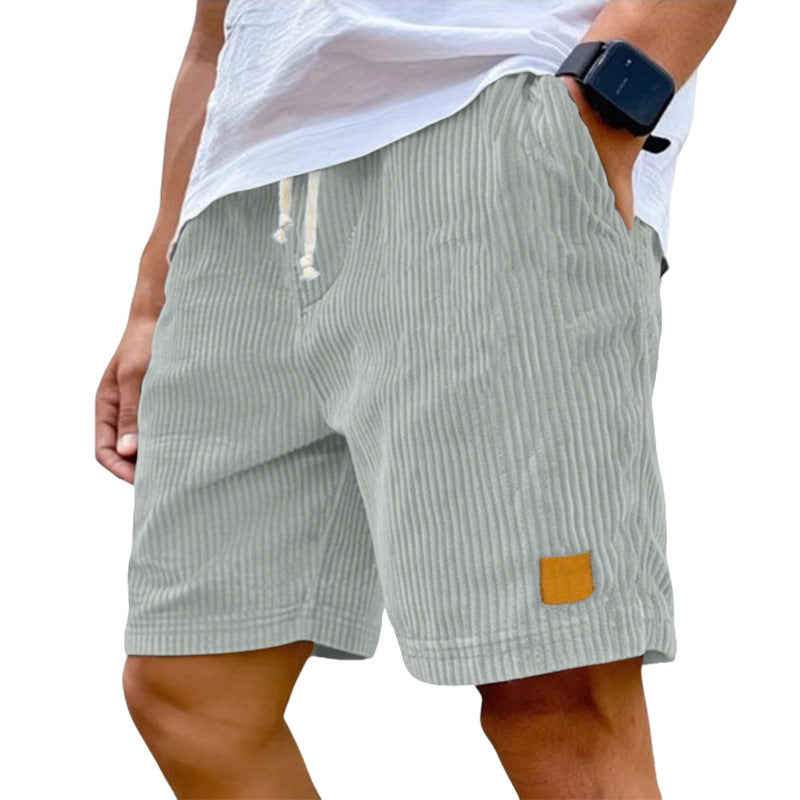 Herren nan Feincord-Shorts mit elastischem Tunnelzugbund, Kordelzug und tiefen Eingrifftaschen Shopnory