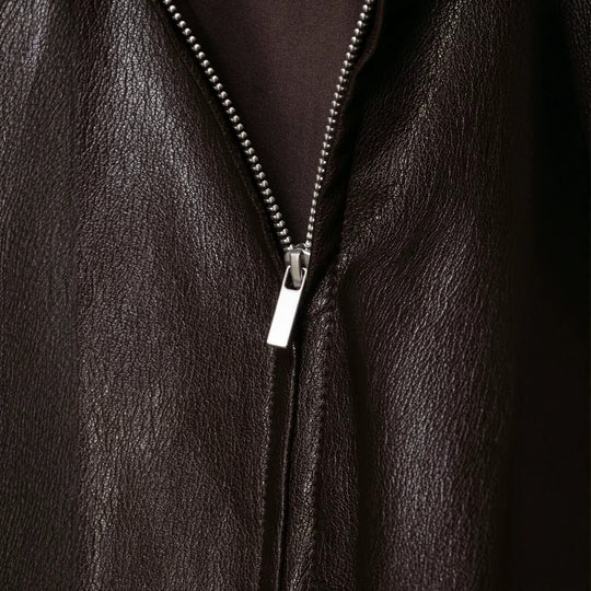 Damen Oversize Jacke im Lederlook mit hohem Funnelkragen, Raglanärmeln und Tunnelzugsaum Shop Nory