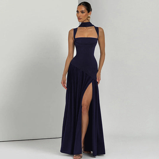 Damen Elegantes Abendkleid mit asymmetrischem Schnitt und tiefem Schlitz