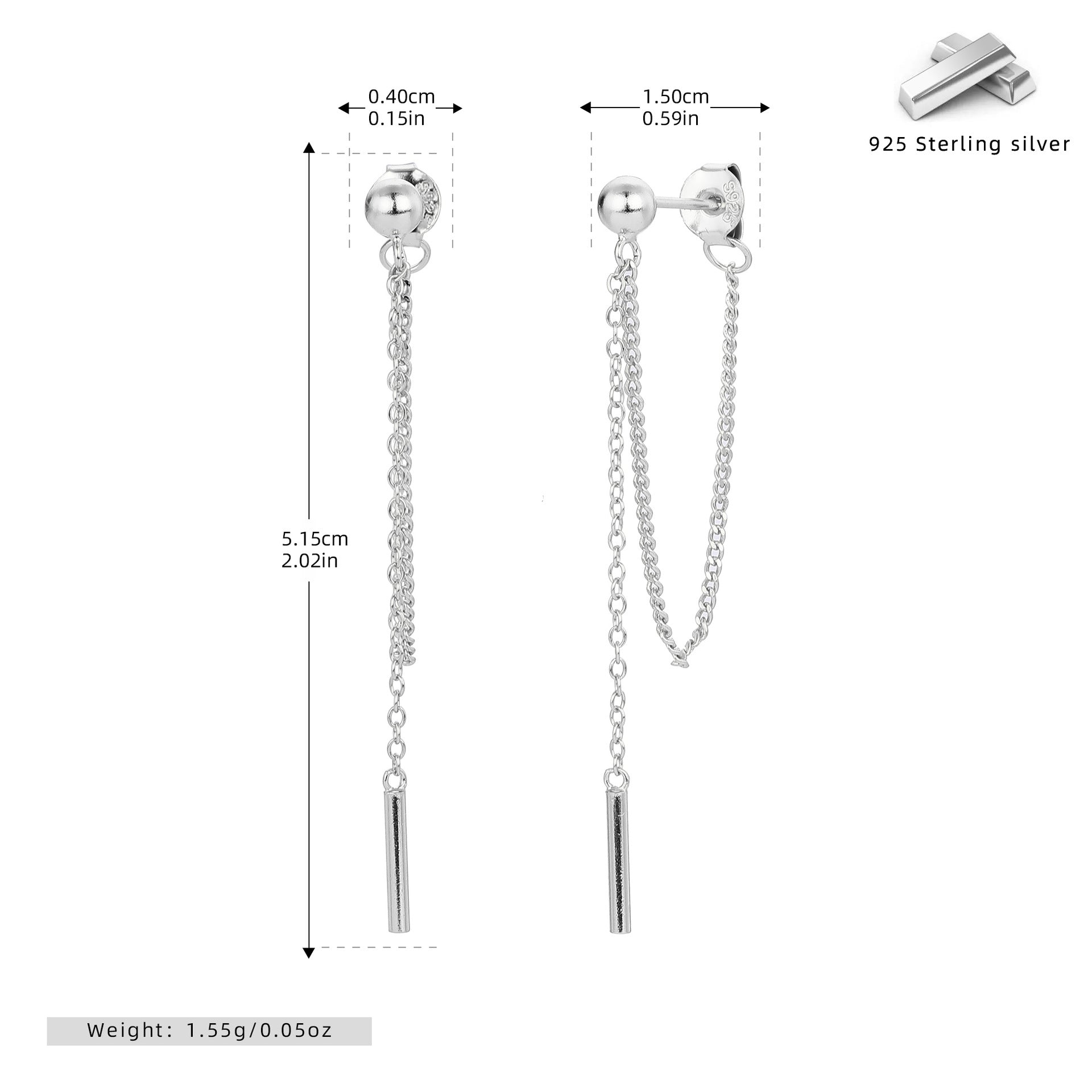 Damen Ohrhänger mit eleganten Ketten und goldfarbener 925 Sterling Silber-Beschichtung Shop Nory