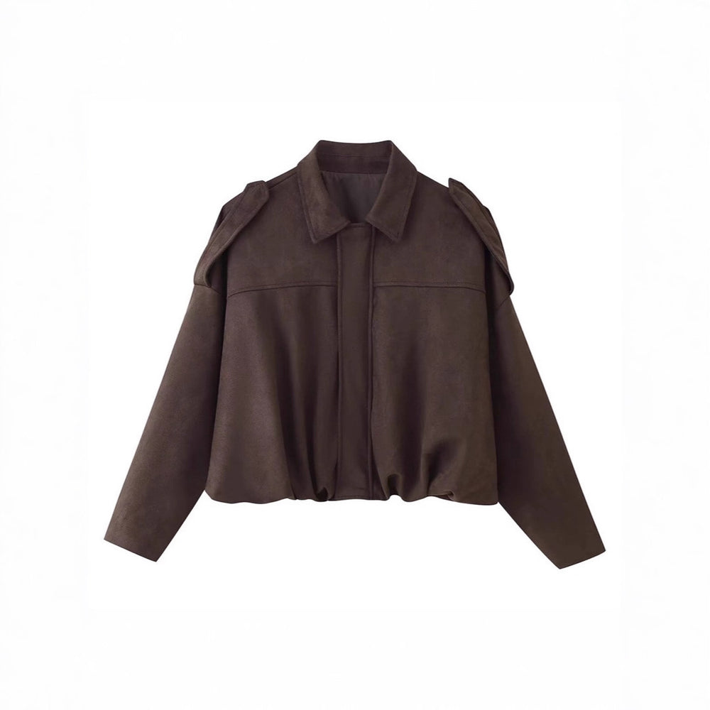 Damen Kurzgeschnittene Oversize Blousonjacke mit Schulterklappen Shop Nory