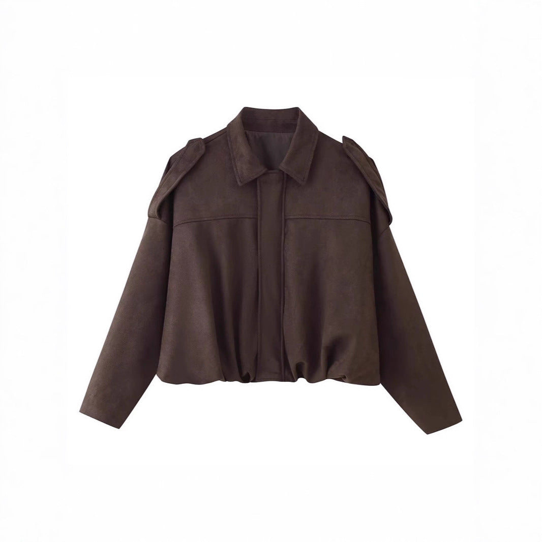 Damen Kurzgeschnittene Oversize Blousonjacke mit Schulterklappen Shop Nory