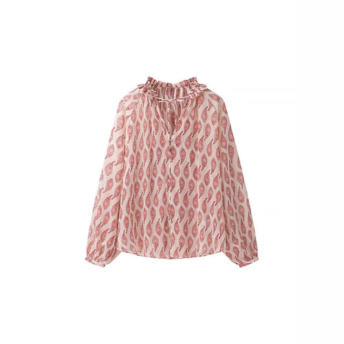 Damen Chiffonbluse mit Volantkragen und Paisley‑Print Shop Nory