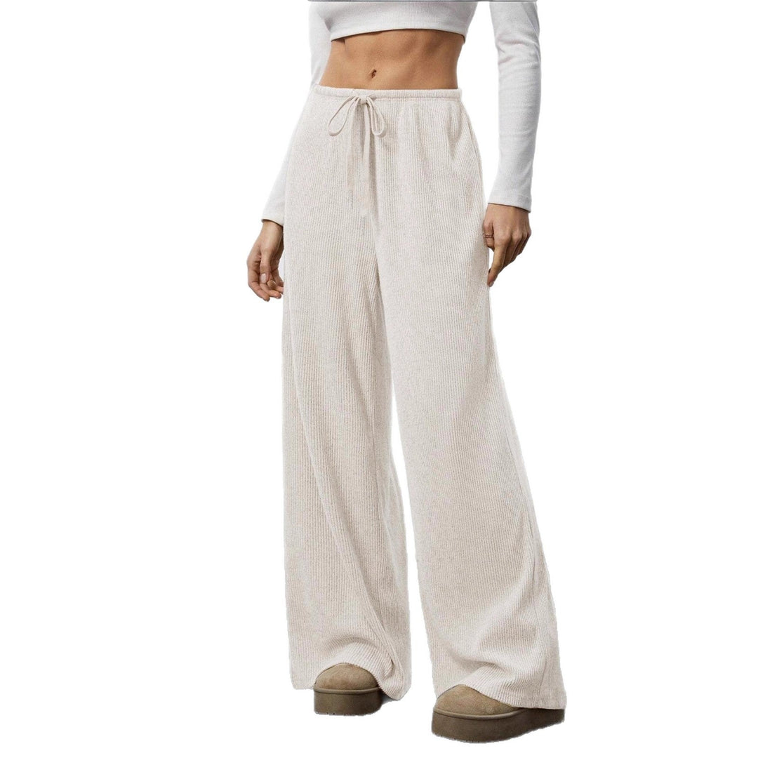 Damen Weit geschnittene Relax-Hose aus elastischem Strickmaterial mit Kordelzug