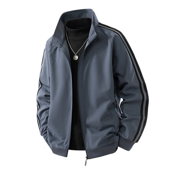 Herren Sportive Zipjacke mit Stehkragen und kontrastierenden Ärmestreifen Shop Nory