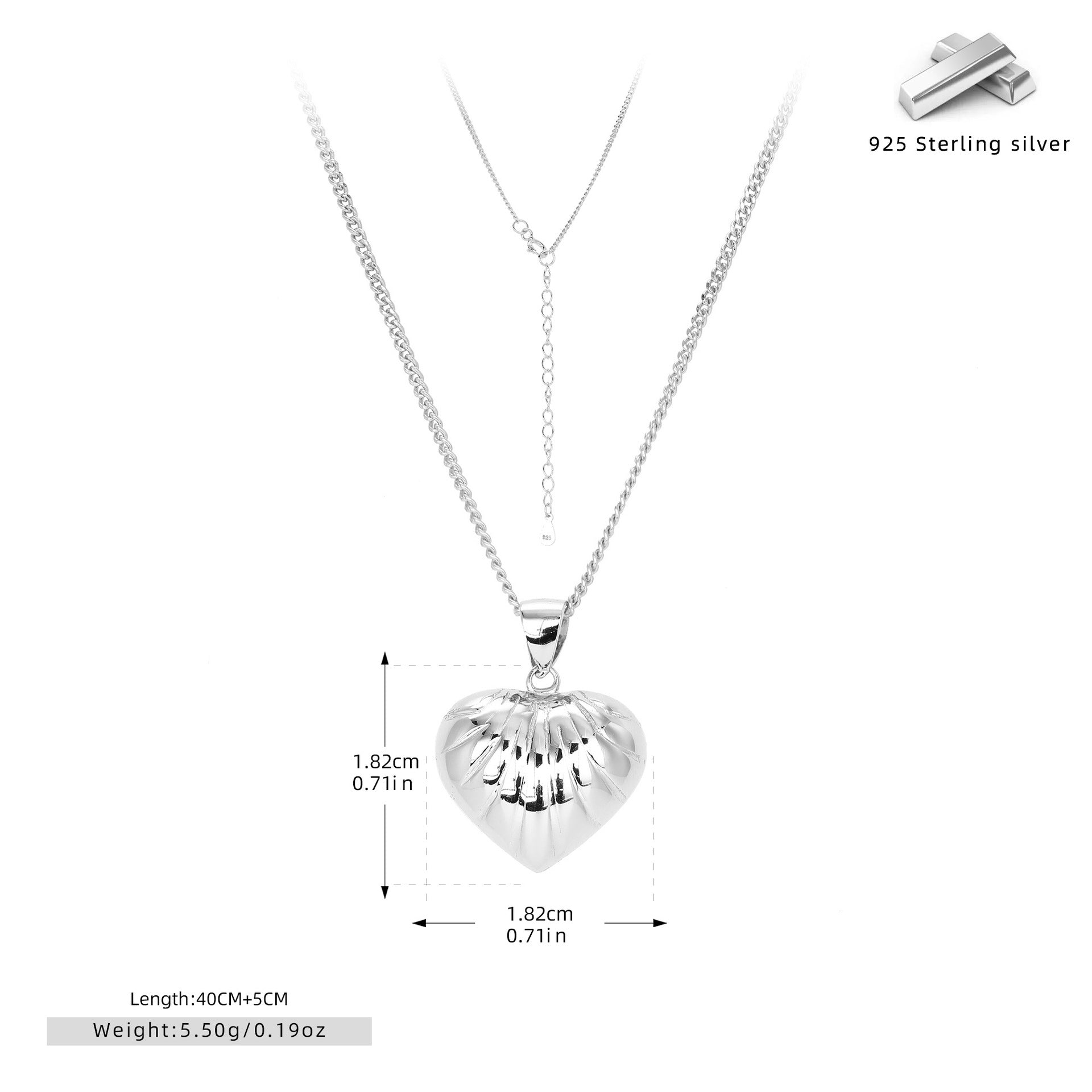 Damen Halskette mit herzförmigem Anhänger aus hochwertigem 925 Sterling Silber Shop Nory