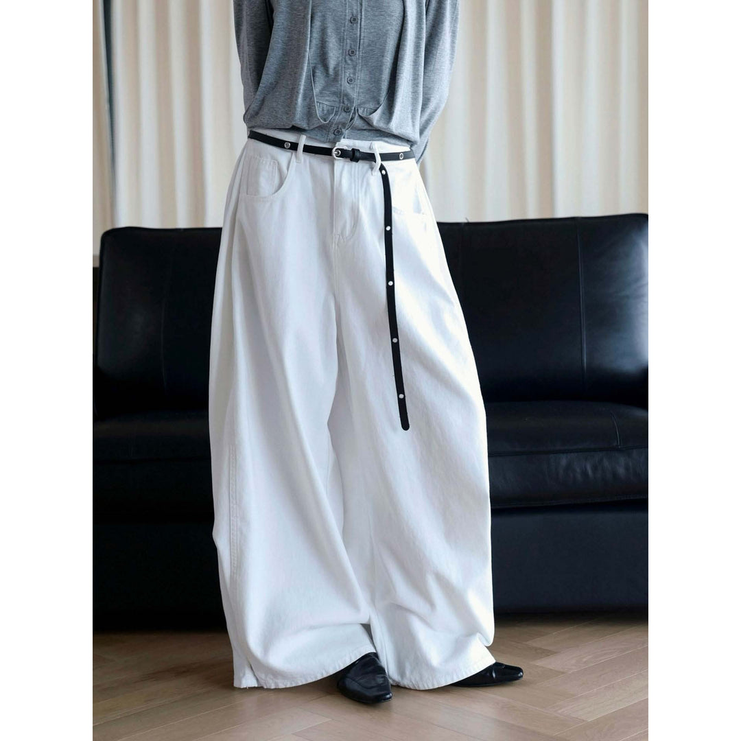 Damen Baggy-Hose aus Baumwoll-Denim mit hoher Taille und weitem Bein Shop Nory