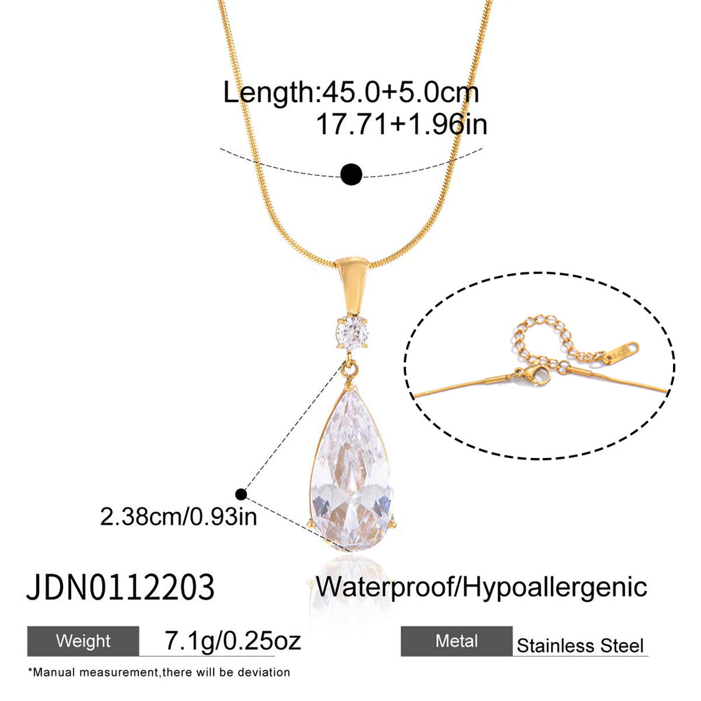 Damen Halskette mit elegantem tropfenförmigem Anhänger und hypoallergener Edelstahlverarbeitung Shop Nory