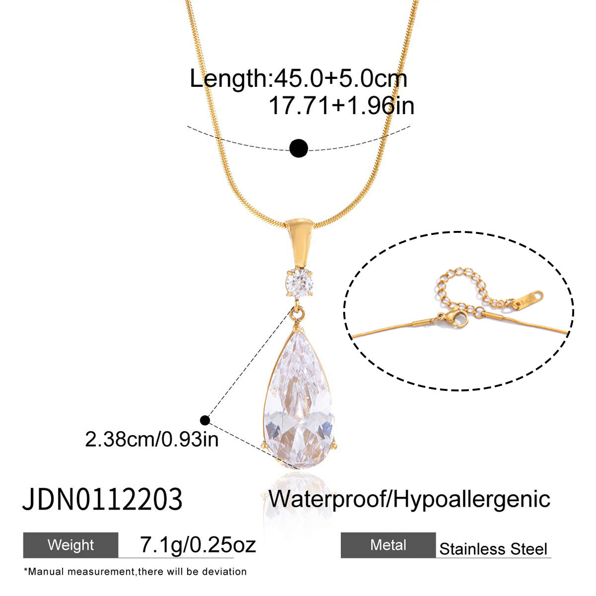 Damen Halskette mit elegantem tropfenförmigem Anhänger und hypoallergener Edelstahlverarbeitung Shop Nory