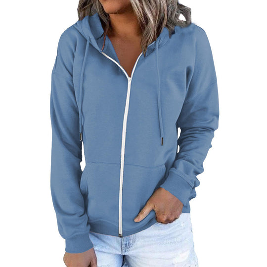 Damen nan leichte Zip-Kapuzenjacke im Relaxed-Fit mit Kängurutasche und gerippten Bündchen Shop Nory