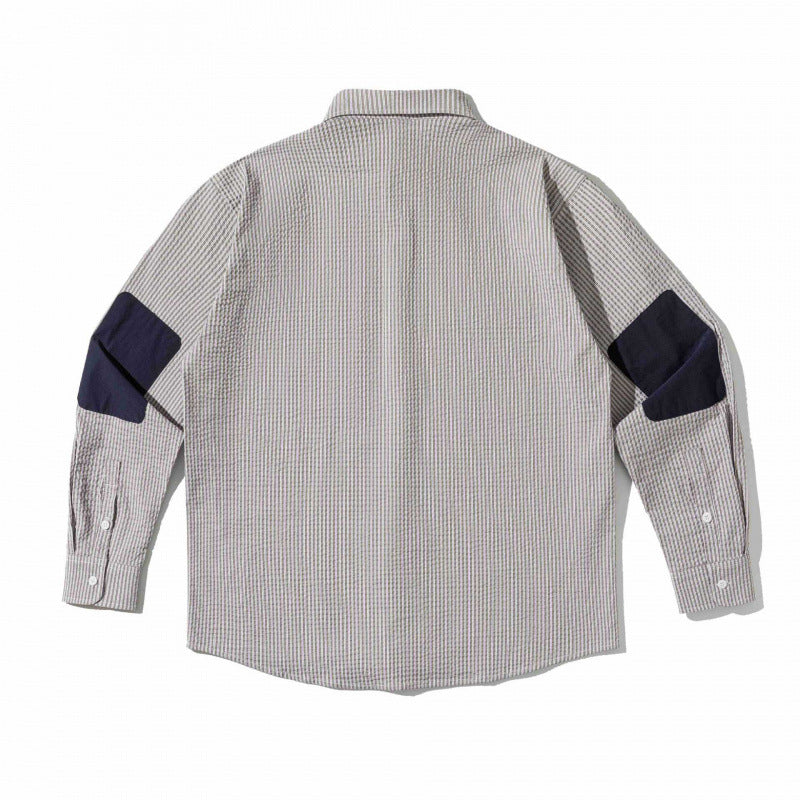 Unisex Boxy-Overshirt im Seersucker‑Look mit doppelten Brustklappen und Hemdkragen Shop Nory